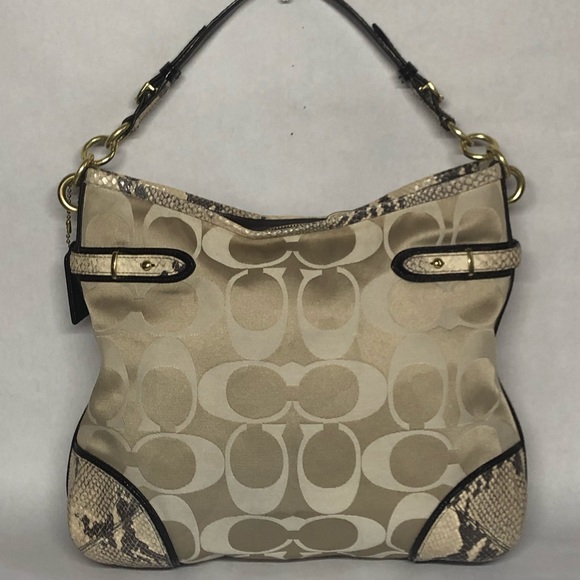 Coach Colette Shoulder Hobo Bag w/ Python Trim - Picture 2 of 5